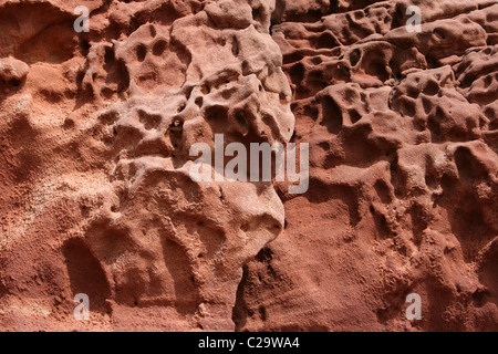 Wind Eroded Sandstone Cliff Face On Hilbre Island, Wirral, UK Stock Photo