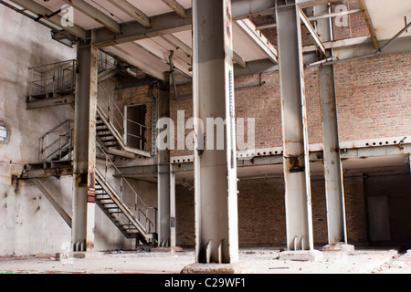 Ruins of a very heavily polluted industrial factory, the place was known as one of the most polluted towns in Europe. Stock Photo