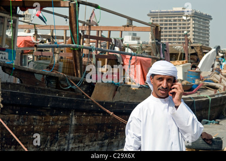 Dhow on the Creek, Deira, Dubai, United Arab Emirates, Middle East Stock Photo