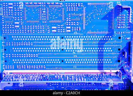 Printed Circuit in Blue Stock Photo