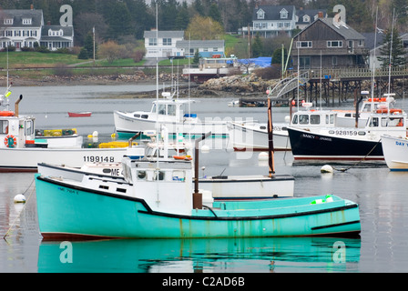 Lobster boats moored in Bass Harbor, Mount Desert Island Maine, USA Stock Photo