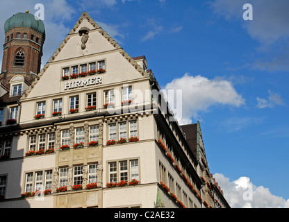 Hirmer house an cathedral,Munich,Germany Stock Photo