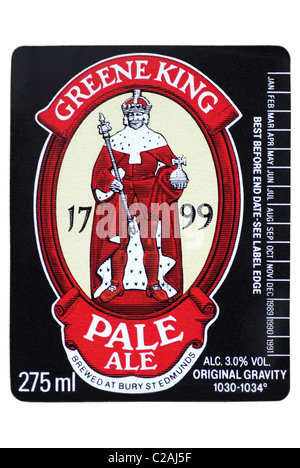 Greene King Pale Ale bottle label - date 1989-1991. Stock Photo