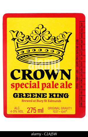 Greene King Crown Special Pale Ale bottle label - 1991-1993. Stock Photo