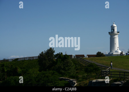 Macquarie Lighthouse in Sydney harbor overlooking ocean Stock Photo