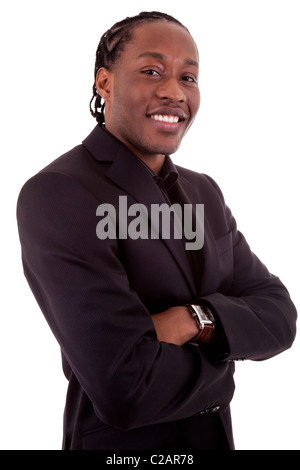 Young African American businessman smiling Stock Photo