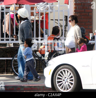 Ziggy Marley and his heavily pregnant wife Orly Agai go for breakfast