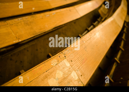 Russia, Moscow, desks and chairs in lecture hall at Moscow State University Stock Photo