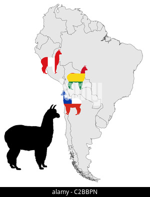 Alpaca range map Stock Photo