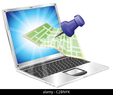Online maps, gps navigation concept. Map pointer location on a computer ...