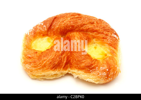 Danish pastry with custard on a white background Stock Photo