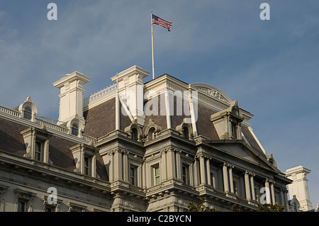 Photograph of the Dwight David Eisenhower Executive Office Building in Washington, D.C. on a beautiful, blue sky day. Stock Photo