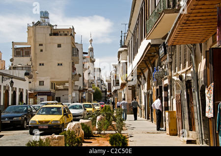 Street to Bab ash Sharqi Old eastern Gate Damascus Syria Mosque Stock Photo