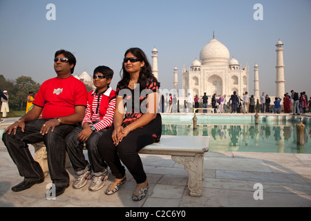 Woman posing in front of a mausoleum, Taj Mahal, Agra, Uttar Pradesh, India  Stock Photo - Alamy