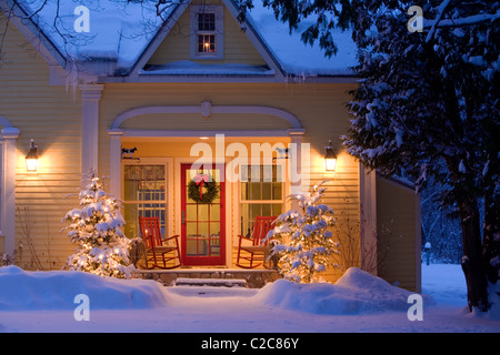 Christmas Home in Grand Isle, VT Stock Photo