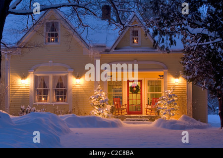 Christmas Home in Grand Isle, VT Stock Photo