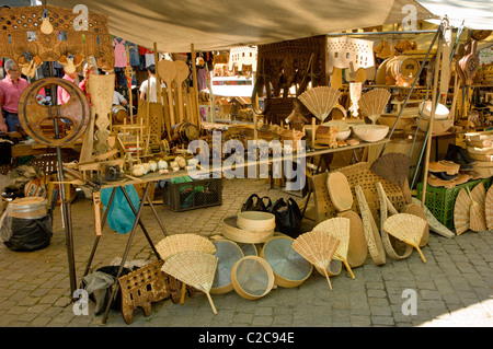market stall at Barcelos, Minho district, Portugal, selling local rustic ware Stock Photo