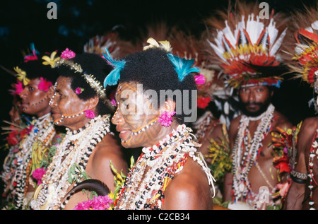 Women with tattooed faces, Tufi, Cape Nelson, Oro Province, Papua New Guinea, Oceania Stock Photo