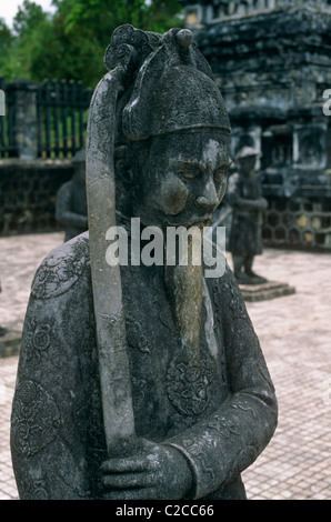 Mandarin statue, Honour Courtyard, Tomb of Minh Mang, Hue, Thua Thien Hue Province, Vietnam, Asia Stock Photo