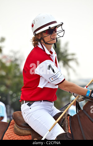 Female horse polo event competitor. Thailand S. E. Asia Stock Photo