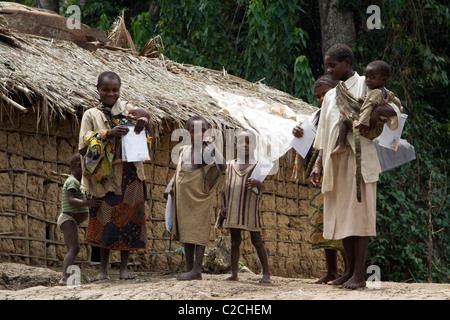 A refugee camp ,Betou ,Ubangi River ,Republic of Congo Stock Photo