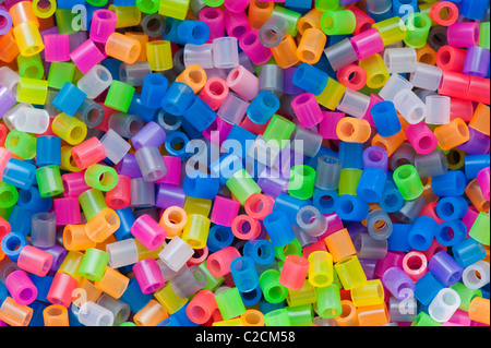 Multicoloured replica Hama plastic beads Stock Photo