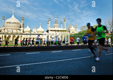 10/04/2011.  Runners pass the Brighton Pavilion during the Brighton Marathon. Stock Photo