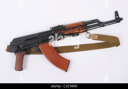 Russian AKMS rifle. Modernized folding stock version of the ubiquitous AK47 Kalashnikov assault rifle. Stock Photo