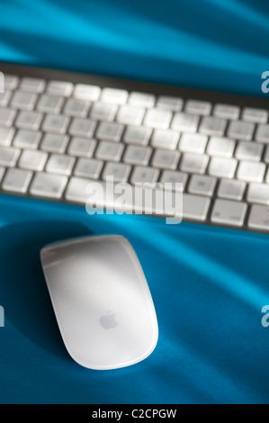 Apple multi-touch Magic mouse and wireless keyboard Stock Photo