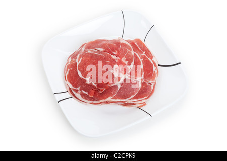 mutton slices cooked in hot pot Stock Photo