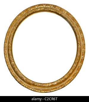 Picture gold oval frame with decorative pattern Stock Photo