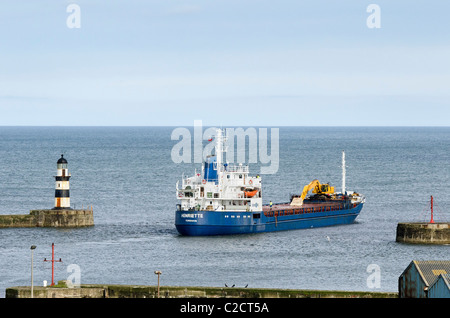 Ship Leaving Seaham Harbour In County Durham Stock Photo Alamy