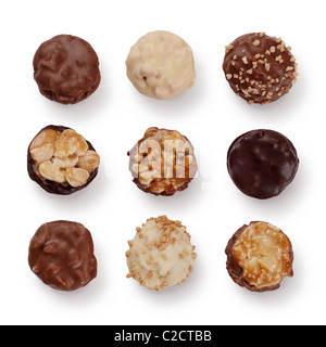 Set of french pralines isolated over a white background.