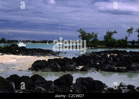 Catamaran in Grand Baie, Mauritius. Stock Photo