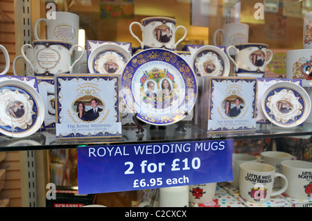 William Kate Middleton Royal Wedding souvenirs mugs plates patriotic Prince princess romantic fairy tale fairytale tat cheap Stock Photo