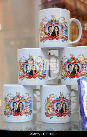 William Kate Middleton Royal Wedding souvenirs mugs plates patriotic Prince princess romantic fairy tale fairytale tat cheap Stock Photo