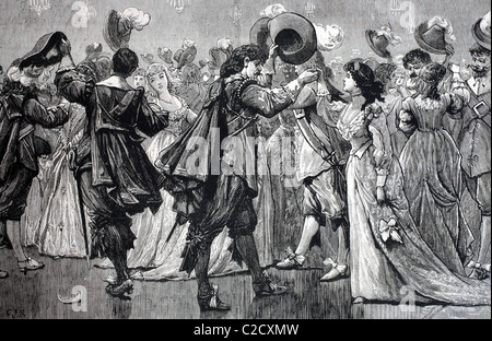 The old german Quadrille dance at the silver wedding of the Imperial prince and princess of Germany, historic image, 1883 Stock Photo