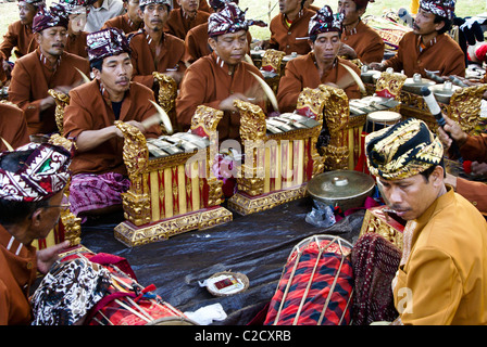 Gamelan musicians, Bali, Indonesia Stock Photo