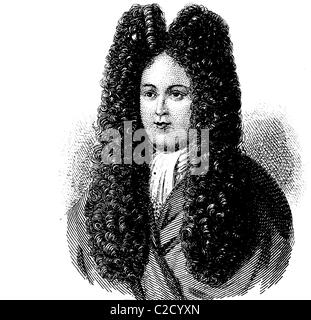 Fashion in the Middle Ages wig, men's wig, about 1690, historical illustration Stock Photo