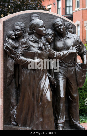 Harriet Tubman Monument in Boston Massachusetts. Underground Railroad leader sculpted by Fern Cunningham. Stock Photo