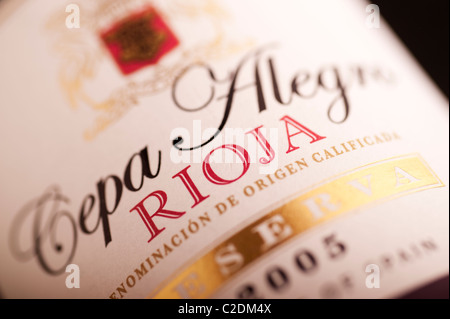 Rioja Riserva Label Rioja wine bottle label Stock Photo - Alamy