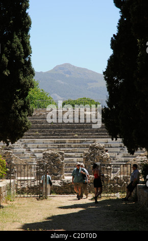 Visitors at the entrance gate Roman Odeum in Kos Town Island of Kos Greece Stock Photo