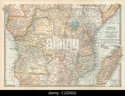 Map of colonial Africa with Madagascar Stock Photo