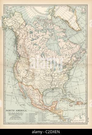 Map of North America and Central America Stock Photo