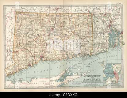Map of Connecticut and Rhode Island Stock Photo