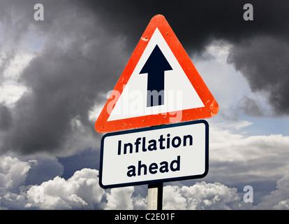 Inflation rising ahead - UK financial sign concept Stock Photo