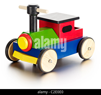 wooden ride on train toy Stock Photo