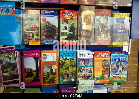 Tourist attraction brochures rack Suffolk East Anglia Stock Photo