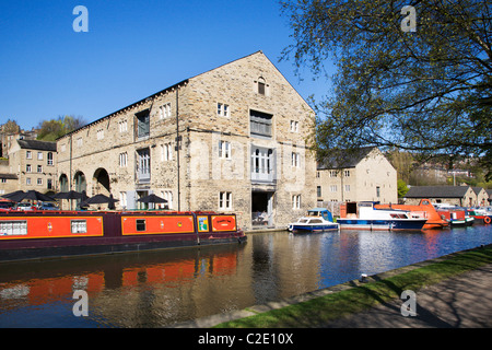 Old Salt Warehouse at Canal Wharf Sowerby Bridge West Yorkshire England Stock Photo