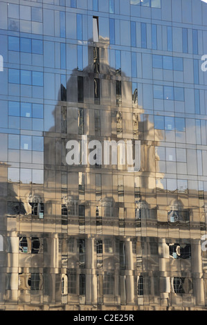 Reflection of the Port of Liverpool Building is a Grade II listed building situated at Pier Head on Liverpool's waterfront. Stock Photo
